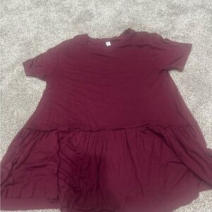 Zenana Outfitters Burgundy Peplum Top